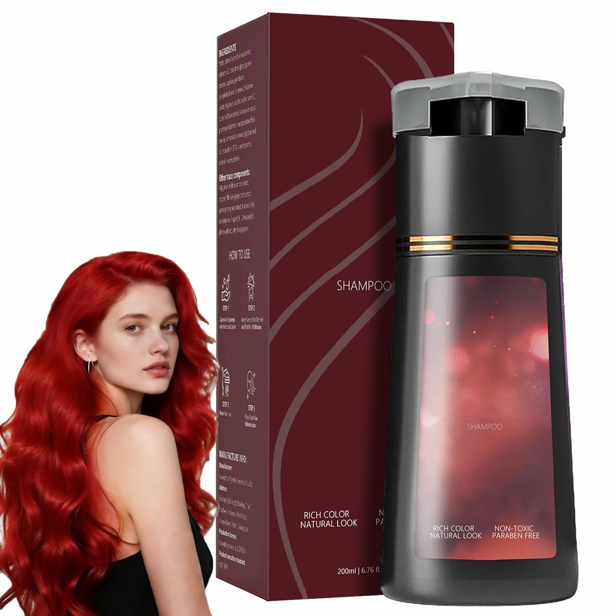 Hair Dye Shampoo, Black Hair Care Instant Dye Shampoo, Sham-poo for Grey Hair, 3 in 1 Instant Hair Dye Sham-poo, Anti Grey Shampo-o, Hair Colour Shampo-o (Black)