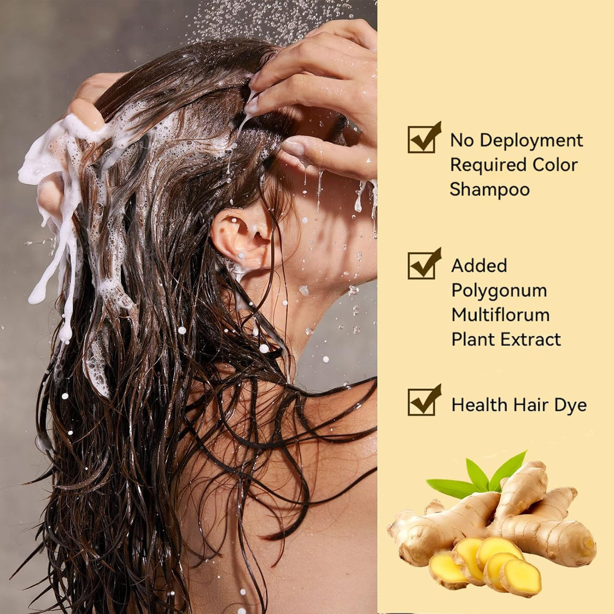 Hair Dye Shampoo, Black Hair Care Instant Dye Shampoo, Sham-poo for Grey Hair, 3 in 1 Instant Hair Dye Sham-poo, Anti Grey Shampo-o, Hair Colour Shampo-o (Black)