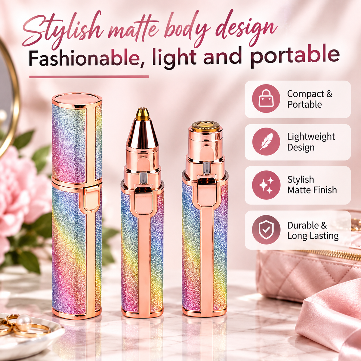 Electric Eyebrow Trimmer for Women 2 In1 Rechargeable Facial Hair Removal and Eyebrow Shaver Painless Face Razor Body Epilator